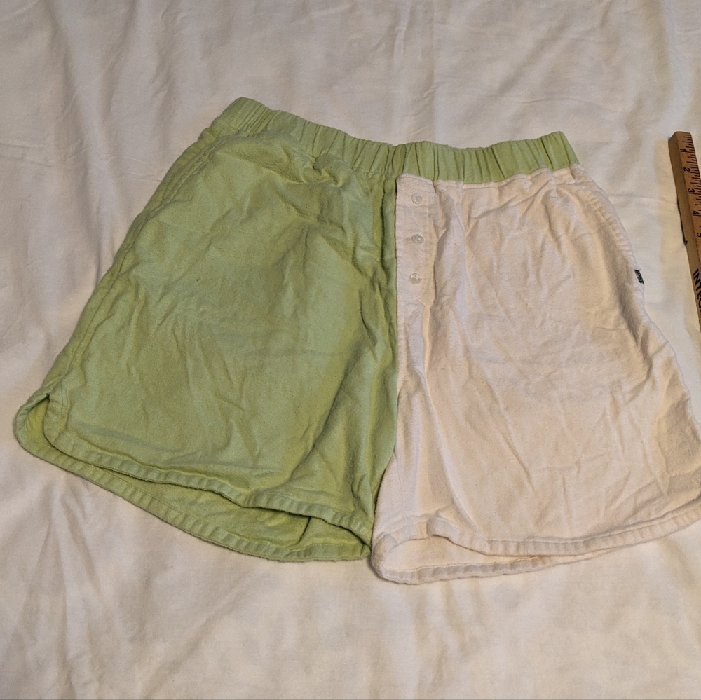 Two-Tone Green and White Shorts